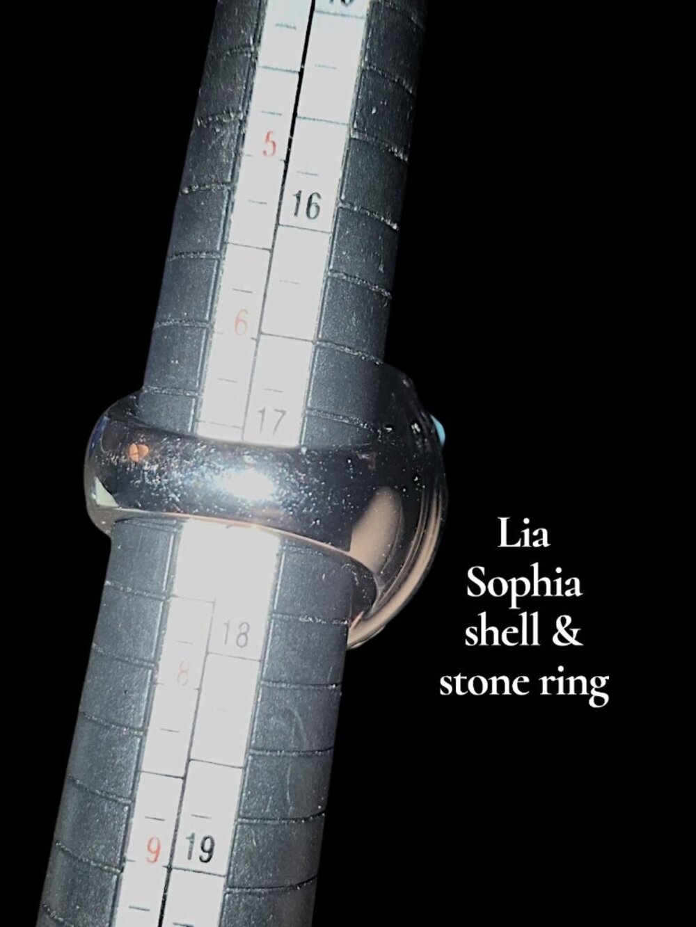 LIA SOPHIA "Fireworks" Silver-tone Dome Ring w/ Abalone, Crystal, & MOP Size 7 - Picture 2 of 7